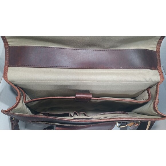AARON LEATHER GOODS DARK BROWN Briefcase BAG  SPAIN - Picture 10 of 16